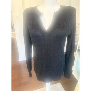 Lauren Ralph Lauren Black Cable Knit Sweater M